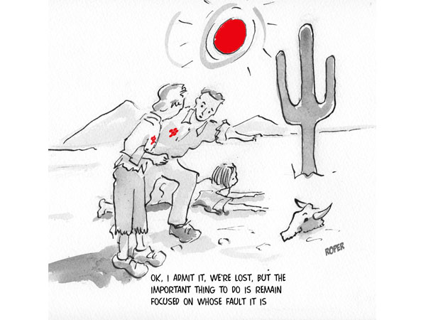Lost in desert cartoon